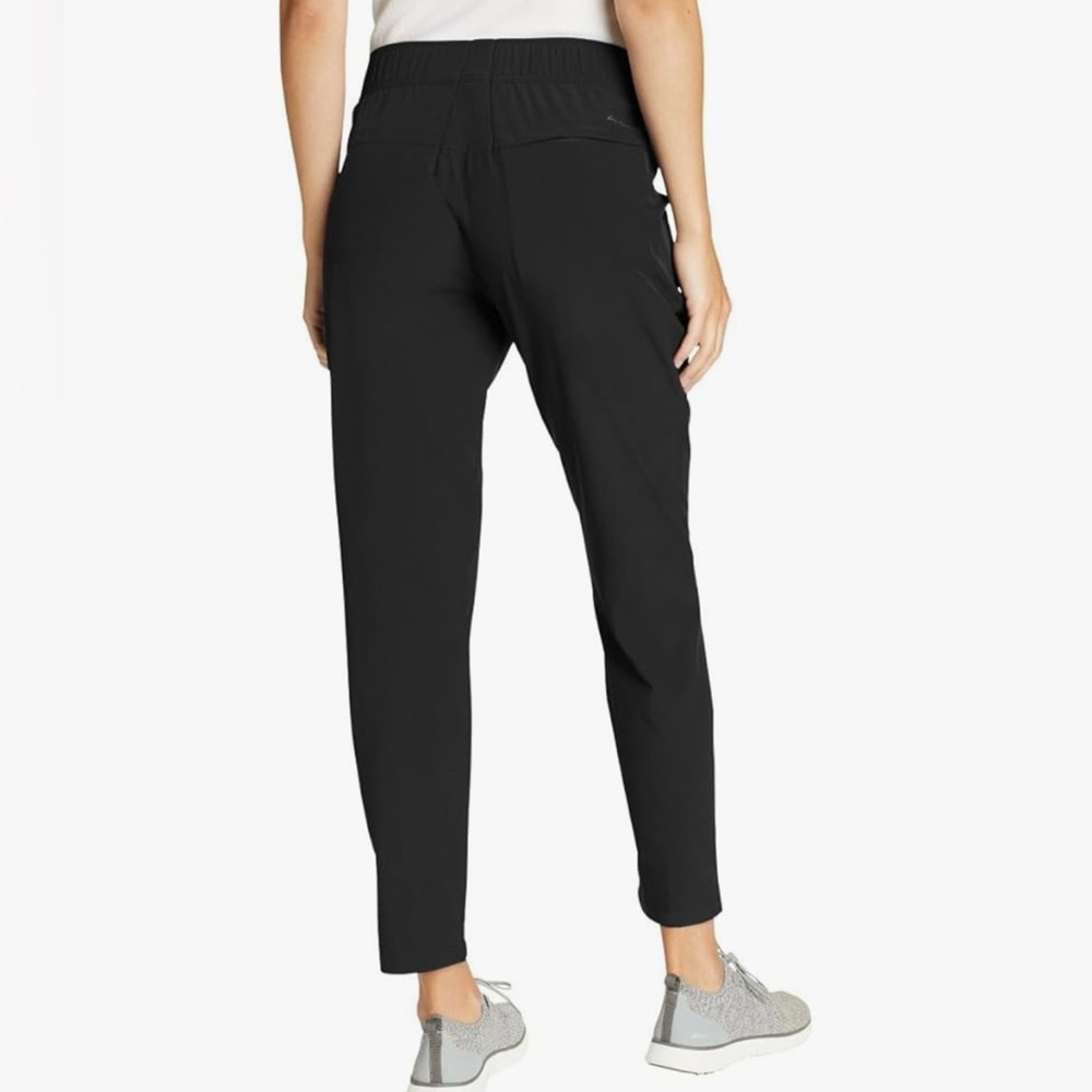 Eddie Bauer Womens Travel Pants Lightweight Ankle Elastic Waistband Black XL 27"